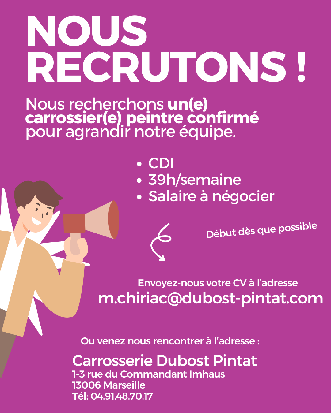 Offre d'emploi Carrossier Peintre